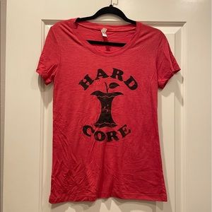 “Hard Core” Red Screen Print T-Shirt - Sz large